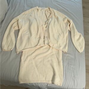 Reformation Cream Cardigan and Dress Set